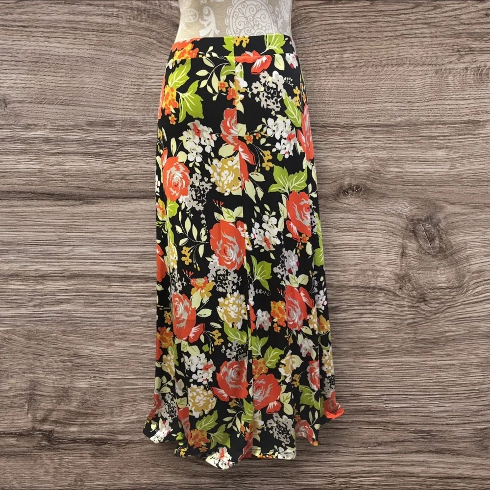 Black Label by Evan Picone Floral Maxi Skirt Sz XL - Picture 2 of 7